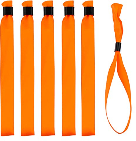 IBOO 100 orange Stoffarmbänder für Veranstaltungen – Kunststoffverschluss zur Vermeidung von Übertragung oder Wiederverwendung – Angenehme Satinarmbänder von hoher Qualität