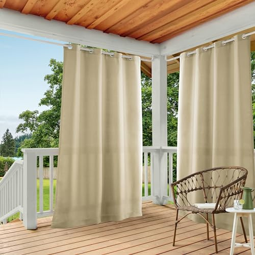 TOWN & COUNTRY BASICS Exclusive Home Cabana Vorhang für Innen- und Außenbereich, mit Ösen, 137,2 x 304,8 cm, naturfarben, 2 Stück