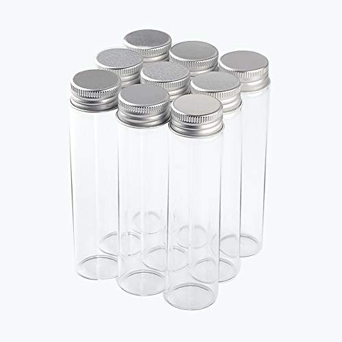 12pcs 60 ml Botellas de Vidrio Transparente Artesanales de Decoración con Cubierta de Aluminio Plateado para Deseo y Recolección de Almacenamiento de Joyas DIY