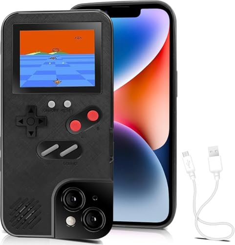 Gameboy Case for iPhone XR, Chu9 Retro 3D Shockproof Playable Game Cover Case with 36 Classic Games, Handheld Color Screen Video Game Console Case for iPhone (Black, iPhone XR)