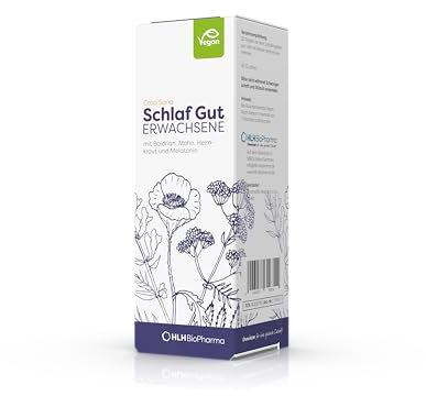 Casa Sana Schlaf Gut ERWACHSENE, 50 ml Tropfen – Pflanzliches Nahrungsergänzungsmittel in Apothekenqualität. Mit Baldrian, Mohn, Helmkraut & Melatonin. Ohne Alkohol. Ab 12 Jahren