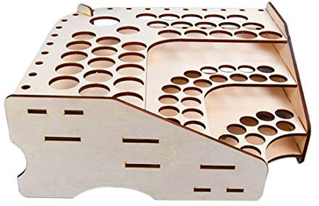 Vaorwne 81 Hole Wooden Pigment Bottle Storage Organizer Color Paint Ink Brush Stand Rack Modular Holder School