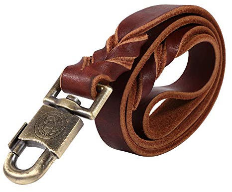 Nikou Leder Hundeleine - Weiches Leder Hundehalsband & Leine in B-Raided 2,5 cm Breite Haustierkette 90/120/150 cm Länge hochfest(2.5 * 120CM)