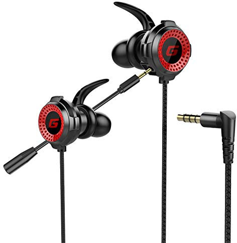 HshDUti Cuffie da gioco, 3,5 mm, cuffie da gioco in-ear con microfono, auricolari universali da gioco per videogiochi mobili, PS4, PC, Xbox One, laptop, Mac, nero