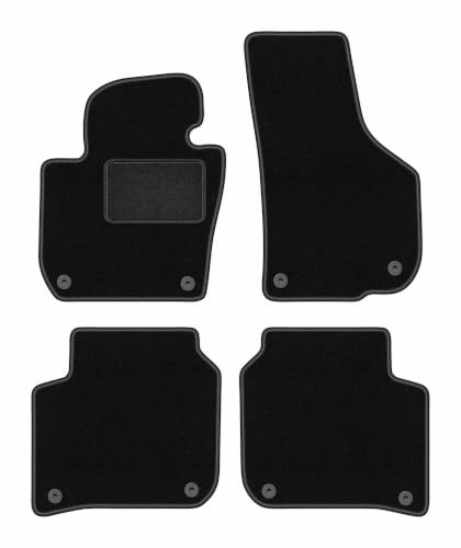Velours-Fußmatten passend für Skoda Superb II 2008-2015, Schwarz, LUX | passend für Limousine/Kombi; Velours-Teppich (Polypropylen), ca. 6,5 mm; rutschfest, runde Befestigungen (Typ AV)
