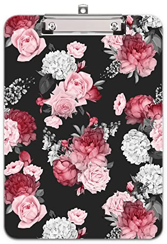 Hnogri Klemmbrett A4 Kunststoff, Mode-Design Klemmmappe A4 Bürobedarf & Schreibwaren für Rechtsanwälte Schüler Lehrer und Kinder, Clipboard Standardgröße 32 x 22 CM, Pinke Rose