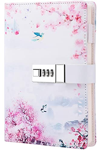 Nitukany Tagebuch mit Schloss für Damen, Mädchen, Jungen, Teenager, Kinder, Kunst Leder, persönliches Tagebuch, nachfüllbar, liniertes Papier, Passwort-Notizbücher A5