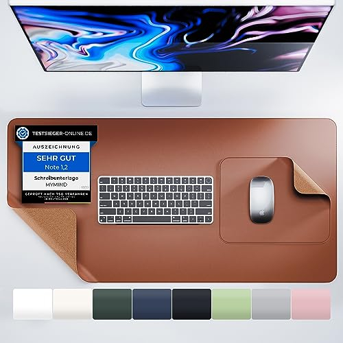 MYMIND® Sous-mains Set de 2 Marron 80x40 - Qualité supérieure avec tapis de souris supplémentaire - Liège naturel écologique - Sous-mains pour ordinateur portable - Sous-mains de bureau 800x400