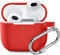 Upeak Compatible with AirPods 3rd Generation Case 2021, Fully Wrapped Silicone Protective Case Cover Shock Absorption for Apple AirPods 3 Case, With Keychain, Red