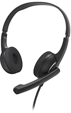 Hama Headset mit Mikrofon (kabelgebundene Kopfhörer USB A Anschluss, Aux, Stereo Headphones mit Kabel, On-Ear PC-Kopfhörer mit Mikrofonarm und Neckband, 2m Audiokabel) Schwarz/Silber, 00139934