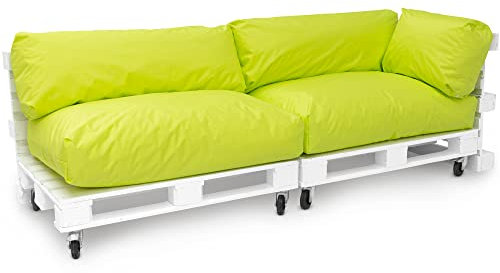 Spatium Jumbo XXL Palettenkissen Set abnehmbar Bezug wasserdicht gesteppt Palettenpolster Palettenauflage Palettensofa (Apfel Grün, 5er Set)