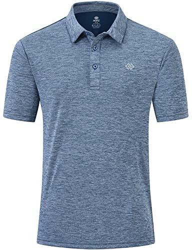 MoFiz Men's Short Sleeve Polo Shirts Casual Golf Work Top Moisture Wicking Sports Fitness Hiking Polo T-Shirts Light-Blue Size L