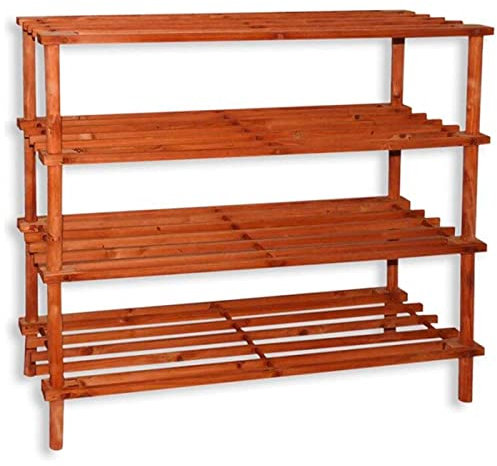 Acan Tradineur - Zapatero de Madera – 4 Niveles - Mueble Fabricado en Madera – Estanteria Multiuso - Soporte para Zapatos Dos Niveles, Pasillo, Entrada – 67 x 63 x 26 cm - Color Cerezo