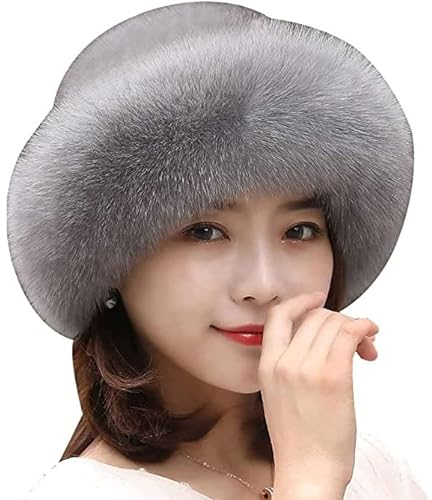 Women's Winter Furry Hat,Kunstpelz-Ohrenwärmer für Damen,Fellmütze Pelzmütze Damen mütze Wintermütze,Faux Fur Stirnband für Damen,Winter Warme Mütze für Mädchen,Winter Flauschiger Ohrwärmer (grau)