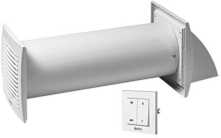 EUROPLAST 150mm Heat Recovery Unit - 6 inch Heat Recovery Extractor Fan - Ceramic Air Heat Exchanger - White Single Room Heat Recovery Ventilation System - Decentralised MVHR Single Room Wall Switch
