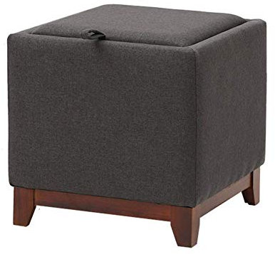 HAPPLiGNLY Ottomane Fußhocker Quadratischer Fußhocker Baumwolle und Leinen Fußhocker Holzbeinhocker Ottomane für das Schlafzimmer Ottomane für das Wohnzimmer, Rose red-29x29x29cm