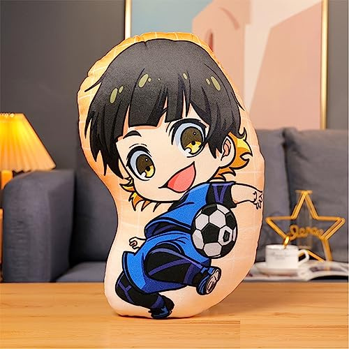 Xinchangda Blue Lock Plüschkissen, Anime Bachira Megur weiches süßes Charakter bedrucktes Plüschkissen Figur gefülltes Plüschtier Geburtstagsgeschenk für Mädchen Jungen