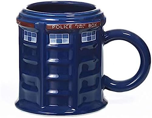 KanDuo personalisierte Kaffeetasse, Keramik-Trinkbecher, personalisierte Tassen, Doctor Who Tardis Police Box, Keramiktasse mit Deckel for Tee, Kaffeetasse, lustiges kreatives Geschenk for K