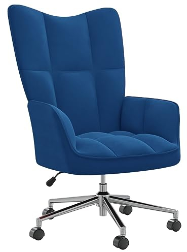 vidaXL Relaxsessel mit Rollen Drehbar Höhenverstellbar Fernsehsessel Polstersessel Polsterstuhl Relaxstuhl Sessel Ohrensessel Wohnzimmer Blau Samt