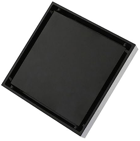 Suqare Drianer de Douche, Siphons de Sol Invisibles de 4 Pouces avec Insert de Carrelage, Siphon de Sol de Douche en Acier Inoxydable avec écrans Amovibles, Siphon de Sol de Salle de Bain(Noir)