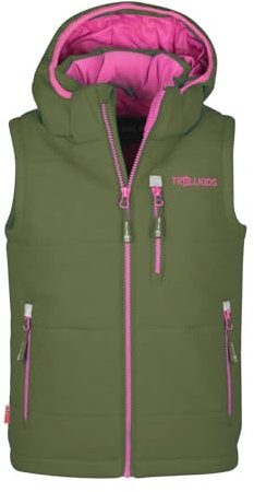Trollkids Kids Narvik Vest XT 152, dusky olive/light magenta