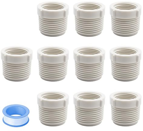 HayEastdor 10 raccordi per tubi filettati in PVC con filettatura maschio da 2,5 cm a femmina da 3/4 di pollice femmina, raccordi per tubi riduttori, boccola, adattatori per tubi, HE034 (1 x 3/4)