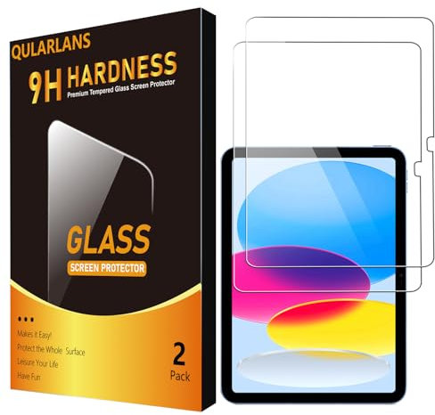 Qularlans Paquete de 2 protectores de pantalla para iPad de 11ª generación A16 2025 de 11 pulgadas/iPad de 10ª generación 2022 de 10.9 pulgadas, vidrio templado de dureza 9H, ultra sensible