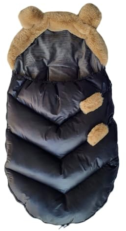 Love Gifts® Universal Fußsack für Kinderwagen wasserdicht & atmungsaktiv, Babyschale, Wanne und Buggy - Winterfußsack aus kuscheligem Fleece und Kunstfell, Baby Fusssack mit Kapuze, Braun