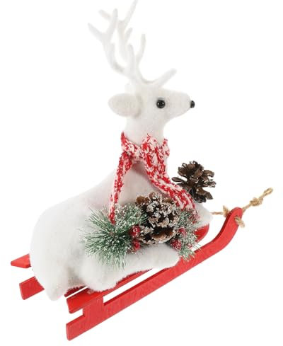 TOPPERFUN Rentier-deko-tischplatte Tierfigur Deko Elch Weihnachts-tischdekoration Weihnachts-elch-Statue Beflockte Elch Figur Hirsch-Statue Büro Haushalt Skulptur Schaum