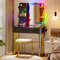 Figbird Schminktisch mit Beleuchtung LED, RGB Schminktisch mit Spiegel Schubladen Glasplatte 3 Schubladen Lippenstiftständer, Haartrocknerständer Frisiertisch für Schlafzimmer Wohnzimmer