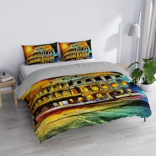 Italian Bed Linen Parure copripiumino stampa digitale Sogni d’Autore, SD32, Matrimoniale