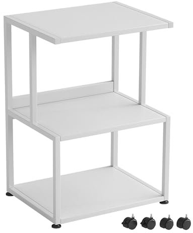 CAIYUN Printer Stand- Large 3 Tier Printer Table with Wheels- Industrial Printer Storage Cart- Rolling Printer Cart with Storage Shelf for Printer Scanner Fax Home Office Use-White