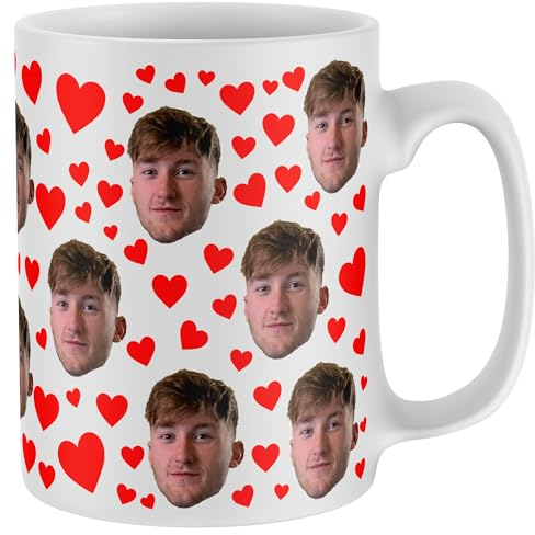 Personalised Mug Valentines Day Boyfriend Girlfriend Face All Over Print Love Hearts Coffee Tea Funny Custom Mug