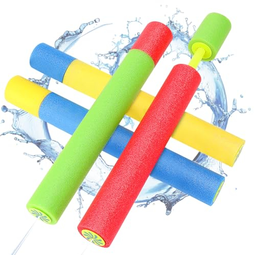 4 pièces Pistolet à Eau Enfants, 38cm Pistolets à Eau en Mousse, Pistolet à Eau coloré, fête Plage Piscine Jouets de Plage pour Les garçons et Les Filles