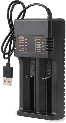 18650 Battery Charger, Universal Fast Charge 3.7V Li-ion Battery Charger for 18650 Rechargeable Battery for 18650 18490 18350 17670 17500 16340 14500 with USB Cable, LED Indicator