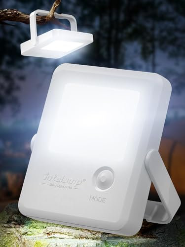 intelamp Faretti solari a led da esterno, batteria 2000mAh, Mini Luci Solari Esterne, Portatile Lampada da Campeggio Solare d'emergenza, Luce Bianca, Impermeabile per Giardino,Campeggio,Recinzione