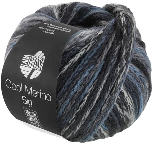 LANA GROSSA Cool Merino Big Color | Voluminöses Kettengarn aus klassischer Merinowolle | Handstrickgarn aus 90% Schurwolle & 10% Polyamid | 50g Wolle zum Stricken & Häkeln | 90m Garn FB 411