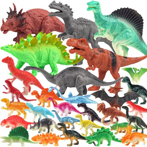 DOITEM 36 Stück Dinosaurier-Spielzeug für 2-6 Jahre - Dinosaurier-Figuren Set & Geschenke für Jungen & Mädchen