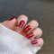 Coffin Short Handmade Press on Nails Dynamic Red Cat's Eye Nail Art Decoration Sparkling Manicure for Women and Girls 10PCS (ZJ-L)