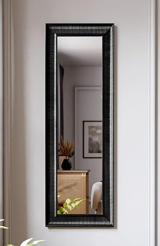 BD ART Wandspiegel Holz Deko Garderobenspiegel Ganzkörperspiegel 150x50 Schwarz