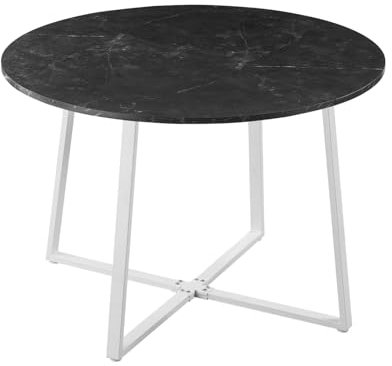 DUBI Möbel Esstisch NOA, Rund 110x110 cm Esszimmertisch Küchentisch Holztisch für Küche, Esszimmer, Industrial modern Design, Marmor Optik, 11216-UW-MSCH