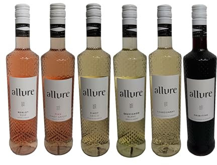 Michel Schneider Allure Wein Mix Paket (Chardonnay + Pink Pinot Grigio + Sauvignon Blanc + Merlot Rose + Pinot Grigio + Primitivo) mit Alkohol - 6 Stk