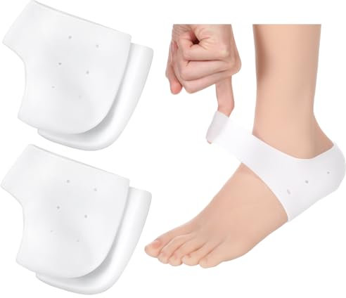 Gjinxi 4 Stück Fersenschutz, Silikon Fersenpolster für Schuhe Soft Gel Silikon Pads Ferse Socken Heel Cups Fersenschoner für Plantarfasziitis Geeignet Trockene Rissige Achillessehne Gelpolster