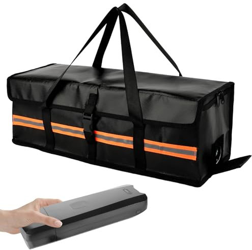 Neerow Ebike Akku Tasche, Feuerfeste Box für Fahrradakku bis 1800 °C, Akku Tasche Feuerfest Wasserdicht, Explosionsgeschützt für Lagerung, Transport, Laden (49 x 15 x 15cm)