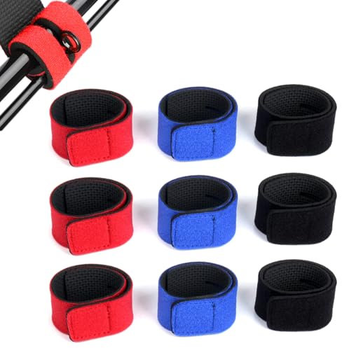 QZKJQDD 9 Stück Angelruten Gurte, Angel Rutenbänder, Elastische Angelrute Gürtel, Einstellbar Angelrute Klettverschluss, für Feste Angelruten Gear Strap Spinnrute Meer Rute Feeder Rute
