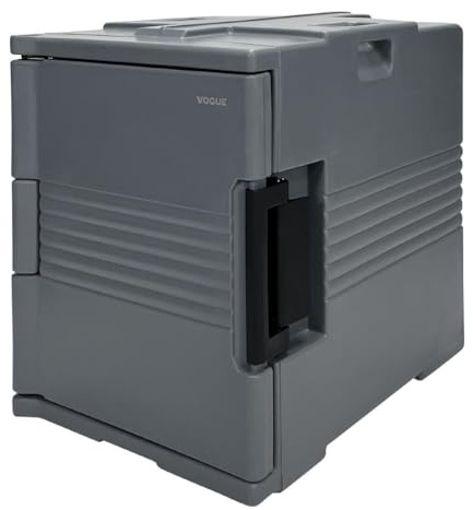 Vogue Thermal Box Front Loading Box Grey for GN Pan Size, 465x610x630mm | Measures 465x610x630mm to safely transport hot or cold catering meals while preserving food-safe temperatures.