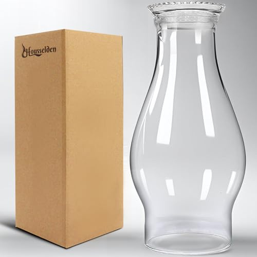 Housselden 3.75 X 8.25 Large Oil Lamp Chimney Replacement Clear Glass (3 Chimney Diameter, 8 2/8 Height) Shade Height for Oil and Kerosene Style Hurricane Lamps