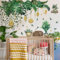 Stickers muraux motif forêt tropicale avec étoiles et plantes, 95 x 91 cm