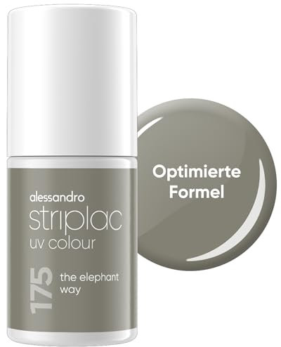 alessandro Striplac UV-Nagellack The Elephant Way - Deckend & Kratzfest bis zu 15 Tage - Leichtes Auftragen - Schonende Abziehtechnologie - Vegan - Grün, 6,5ml