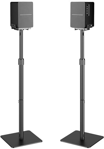 Pegzone Heght-Adjustable Speaker Stands Pair,11LBS Capacity,Height Adjustable from 33.4 to 44.0,Surround Sound Speaker Stands,Cable Management,Black,1 Pair